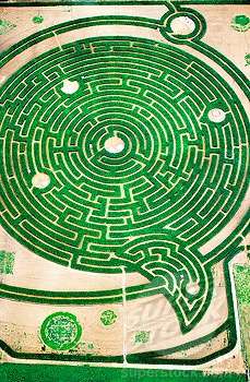 Photo:  Aerial view of labyrinth at park in Rignac. Touraine, Val